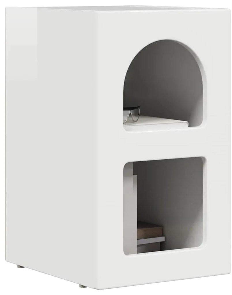 vidaXL Éjjeli asztal 2 pcs Magas Fényű Fehér 29.5 x 35 x 50 cm Faanyag