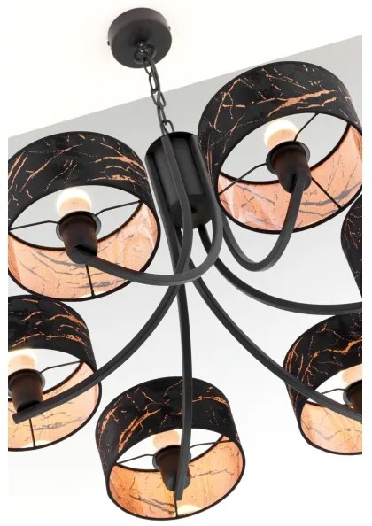 Jupiter 2108- Láncos csillár ARTHUR 6xE27/15W/230V fekete/narancssárga/márványhatás