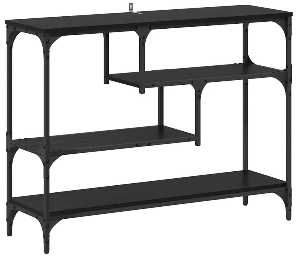 Konzolasztal polcokkal Musta tammi 100 x 30 x 75 cm Faanyag