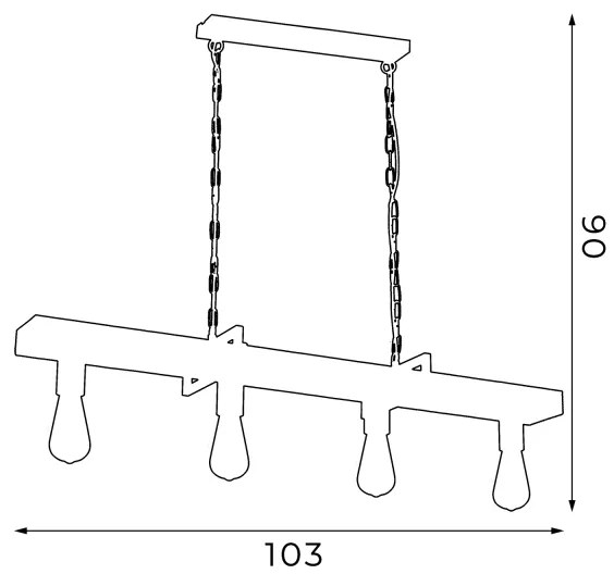 HARD csillár láncon 4xE27/60W/230V, ipari stílusú világítás