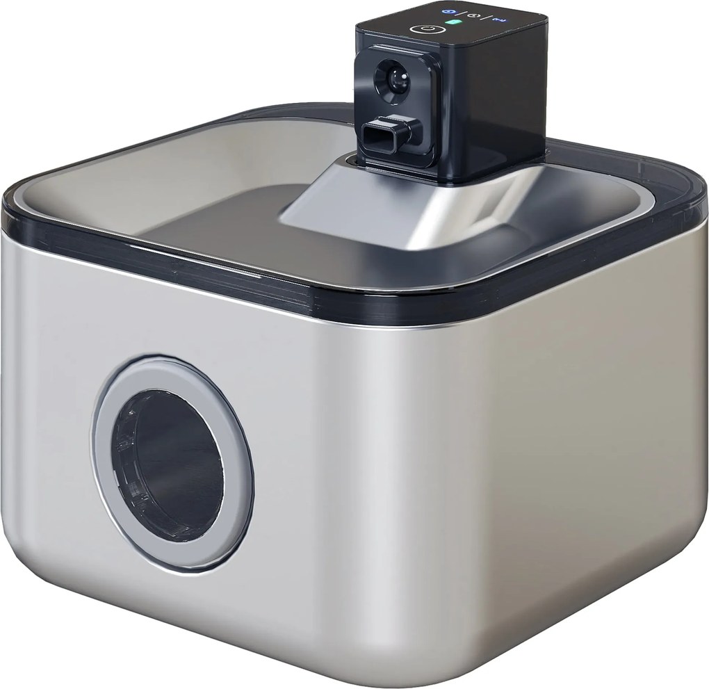 PawHut Automatikus Rozsdamentes Acél 4,2L Vezeték Nélküli Macska Ivóvályú, LED Jelzővel, Szuper Csendes Szivattyúval, 4,000 mAh Akkumulátorral, USB Tö