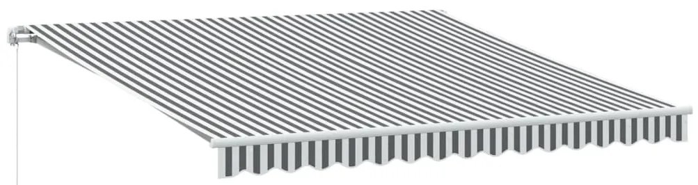 antracitszürke-fehér kézzel kihúzható napellenző 400 x 350 cm