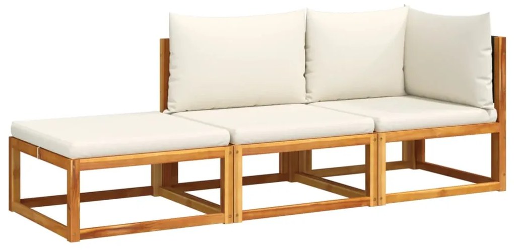 vidaXL 3 részes kerti kanapégarnitúra párnákkal, akácfa és rattan