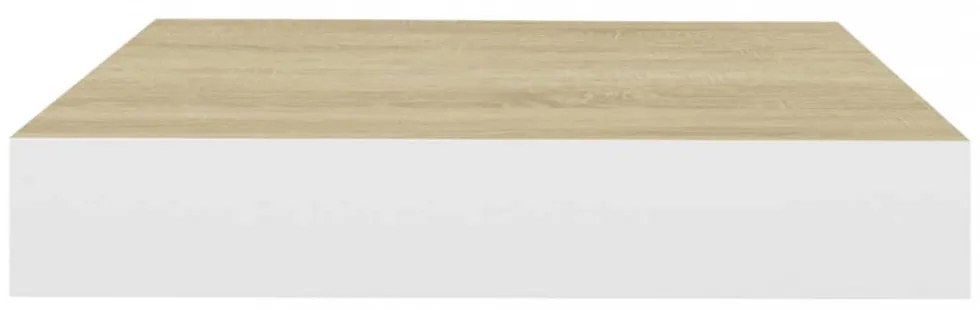 2 db tölgyszínű és fehér MDF lebegő fali polc 23x23,5x3,8 cm