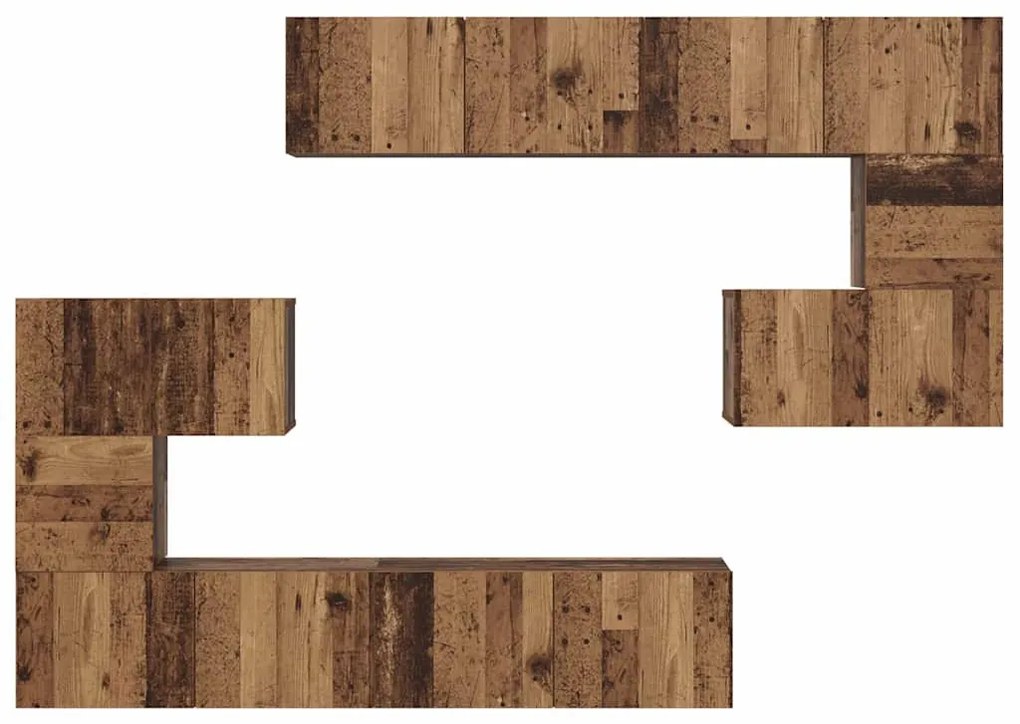 TV szekrény garnitúra 8 pcs Régi fa 80 x 30 x 30 cm Faanyag