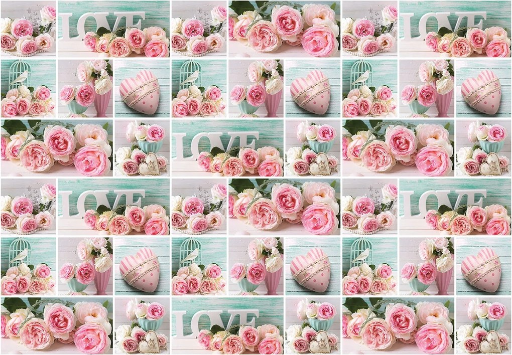 Flizelin fotótapéta Rózsa szív Love romantikus hangulat 254x184 +ragasztó