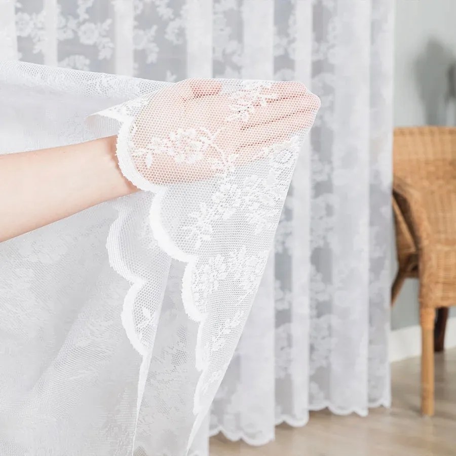 Zsakárd függöny, kétoldalas szegéssel, 300cm széles, fehér