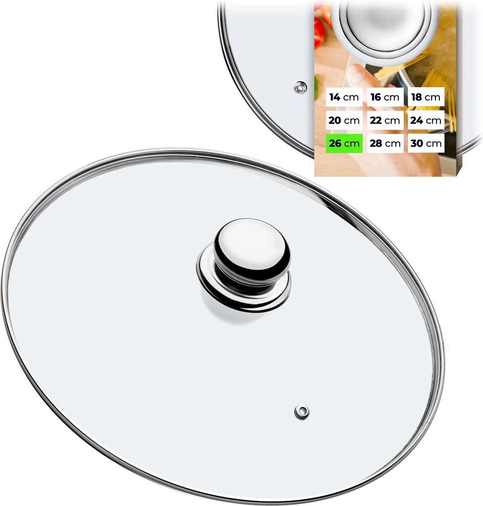 Hőálló Üveg Fedő Serpenyő Edényhez 26cm