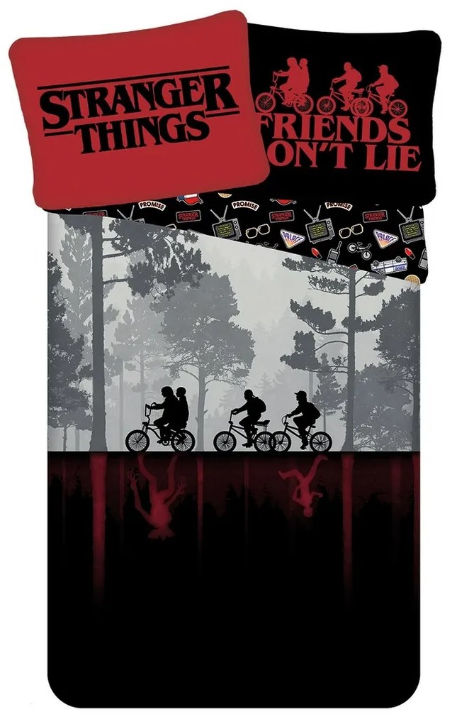 Jerry Fabrics Pamut ágynemű Stranger Things Upside Down, 140 x 200 cm, 70 x 90 cm