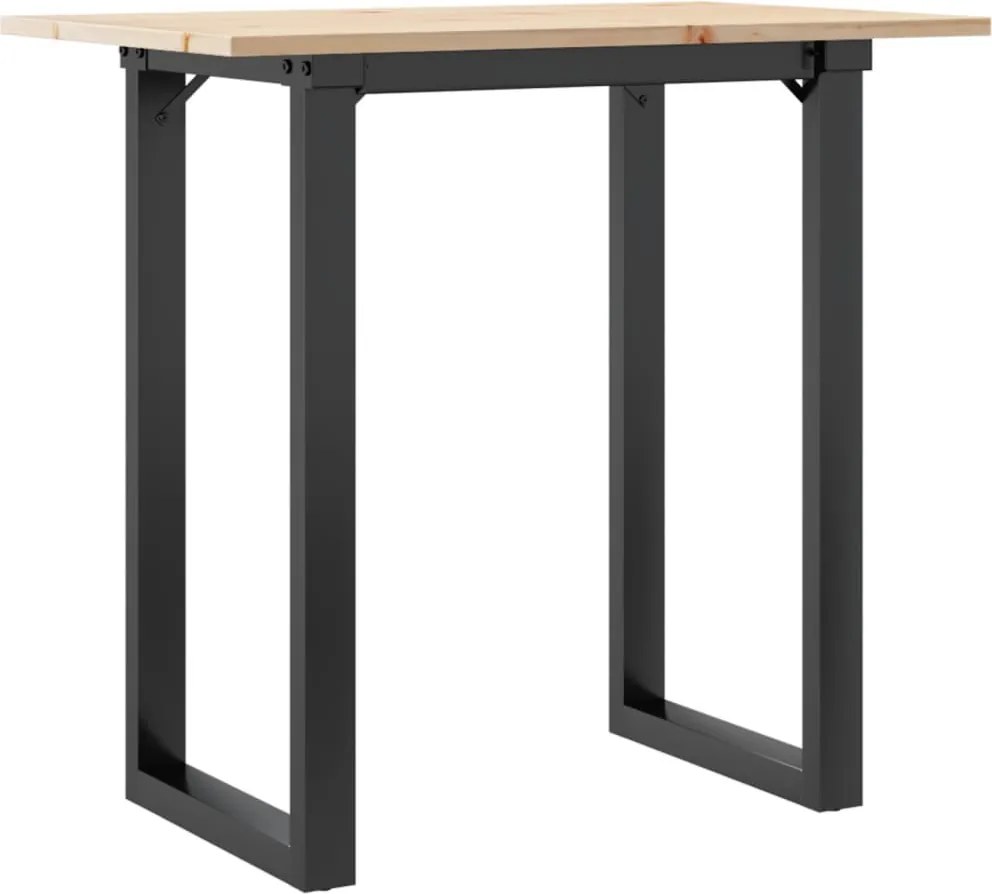 vidaXL tömör fenyőfa és acél étkezőasztal O-vázzal 80x50x75 cm