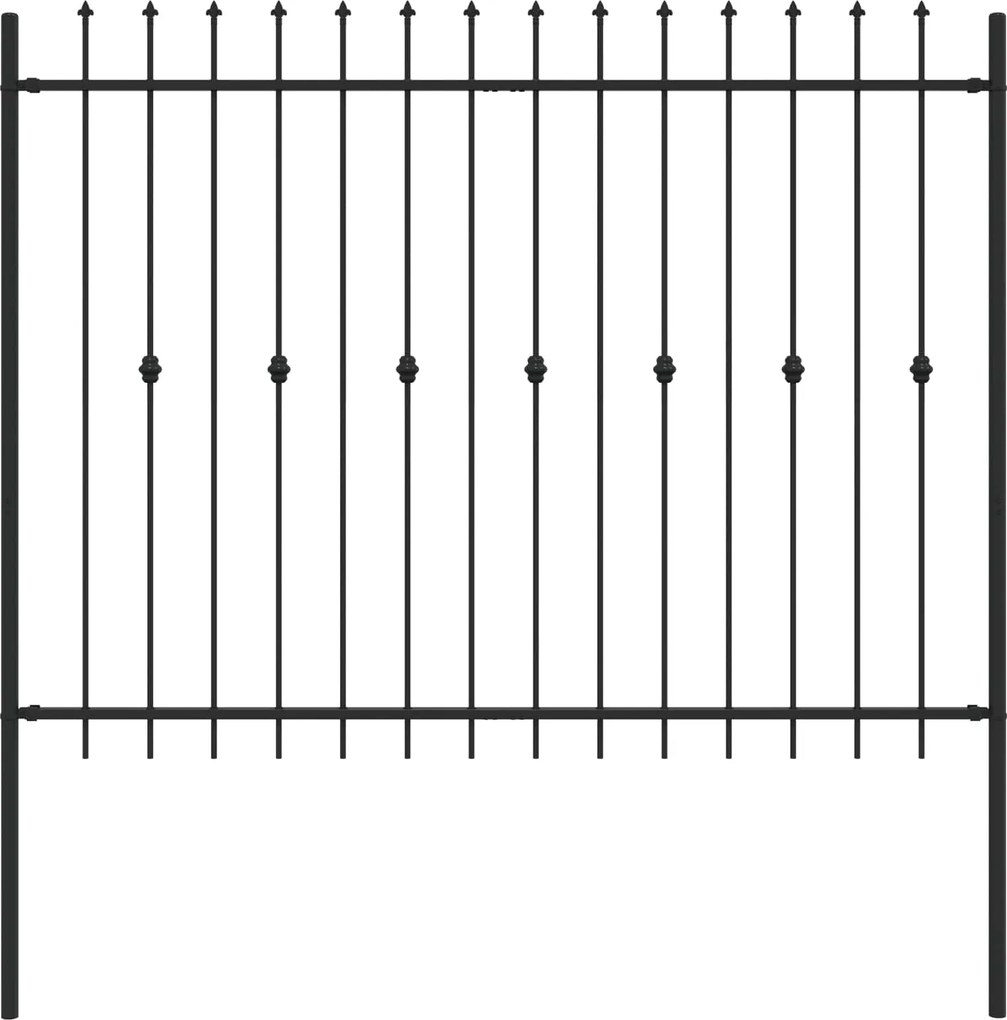 vidaXL Tüskés kerítés Fekete 200 x 200 cm Porszórt acél