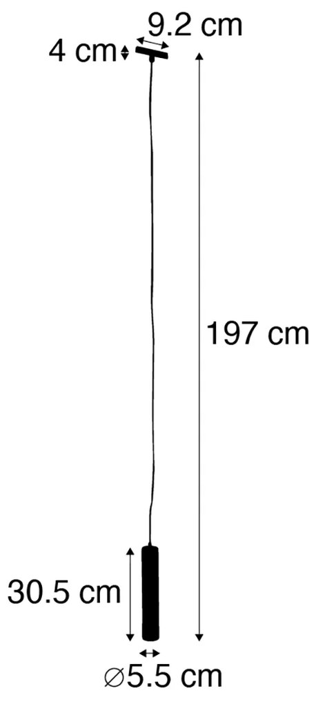 Design függőlámpa fekete 1 fázisú sínadapterrel - Slimline Tuba Small