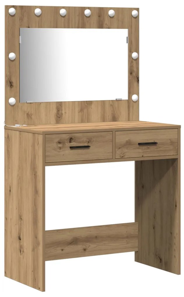 Sminkasztal Készlet 3 pcs kézműves tölgy 78.5 x 41 x 135 cm