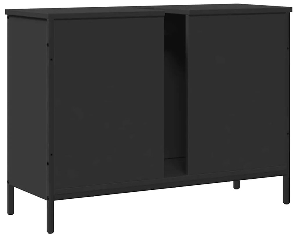 fekete szerelt fa fürdőszobai mosdószekrény 80 x 30 x 60 cm