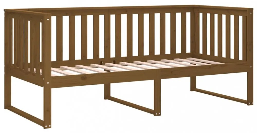 mézbarna tömör fenyőfa kanapéágy 100 x 200 cm