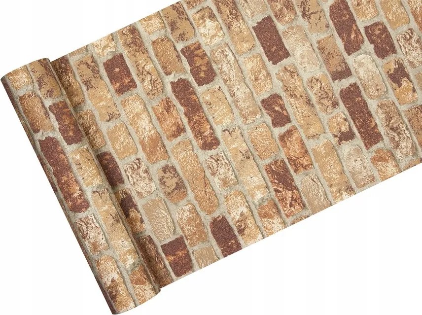 Tapéta barna 3D Tégla homokszórással