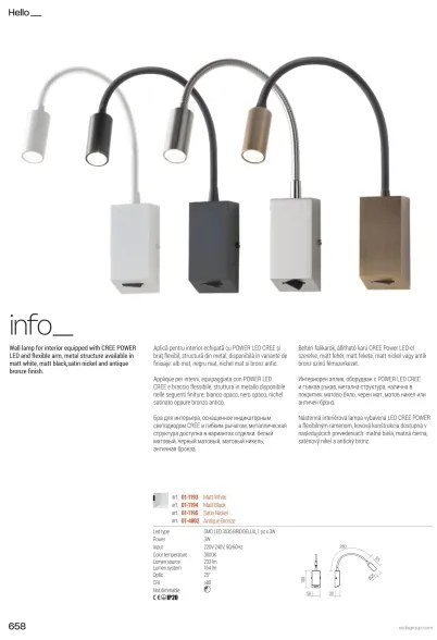 Redo 01-4802 - LED flexibilis lámpa HELLO LED/3W/230V bronzszínű