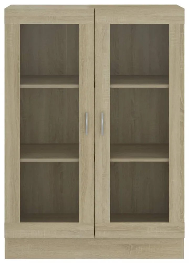 sonoma tölgy színű szerelt fa vitrinszekrény 82,5x30,5x115 cm