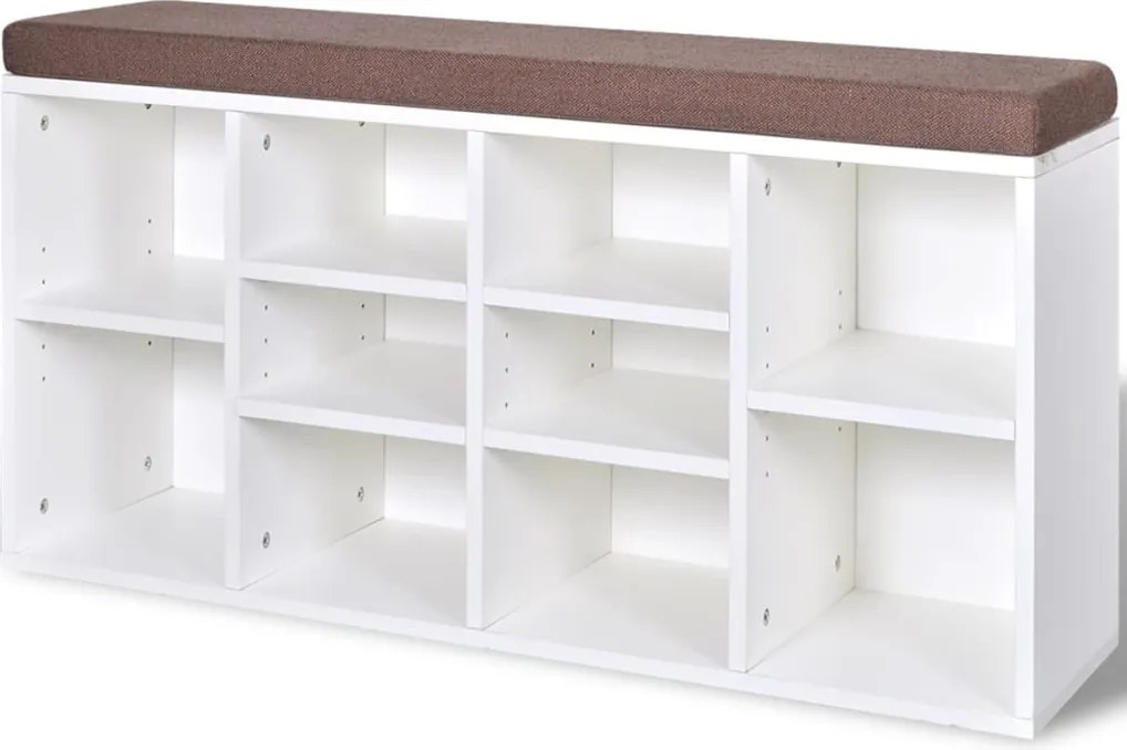 vidaXL 10 rekeszes cipős polc fehér