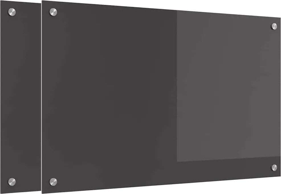 vidaXL Konyhai splashback 2 pcs Sötétszürke 80 x 50 cm edzett üveg