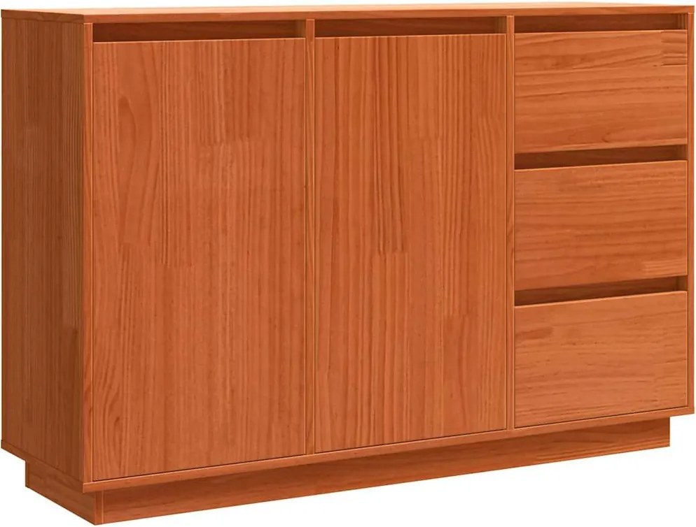vidaXL Széf fiókkal Barna Tölgy 111 x 34 x 75 cm Tömör fenyőfa