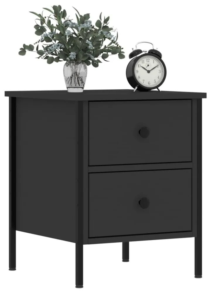 vidaXL 2 db fekete szerelt fa éjjeliszekrény 40x42x50 cm