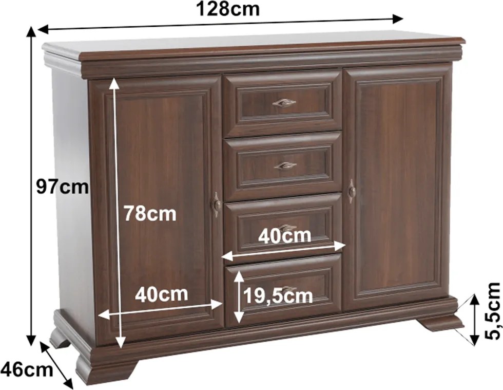 kétajtós komód fiókokkal, samoa king, KORA KK3