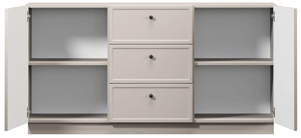 Lorini komód 150 cm - kasmír / fekete fogantyúk