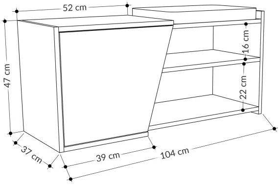 FIONA cipőtároló 37x104 cm barna/antracit