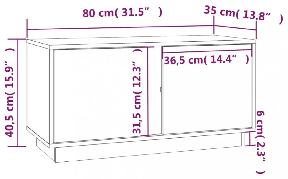 mézbarna tömör fenyőfa TV-szekrény 80x35x40,5 cm