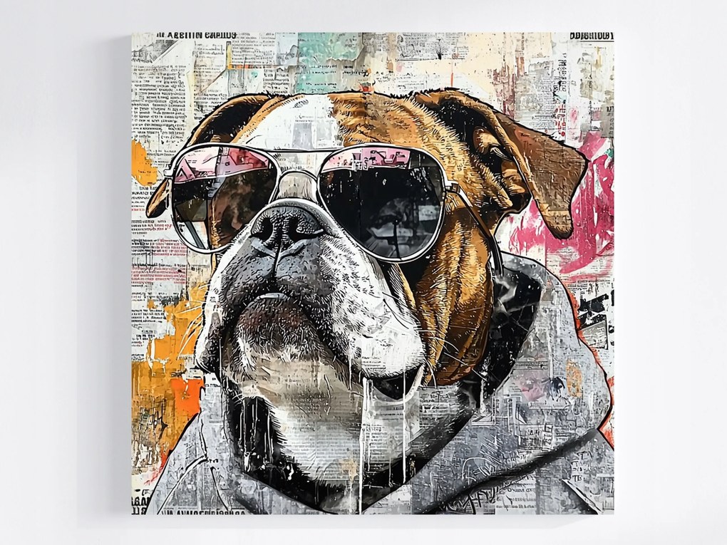 Canvas Graffiti Street Art Grunge Urban Kutya Bulldog Vászonkép 80x80