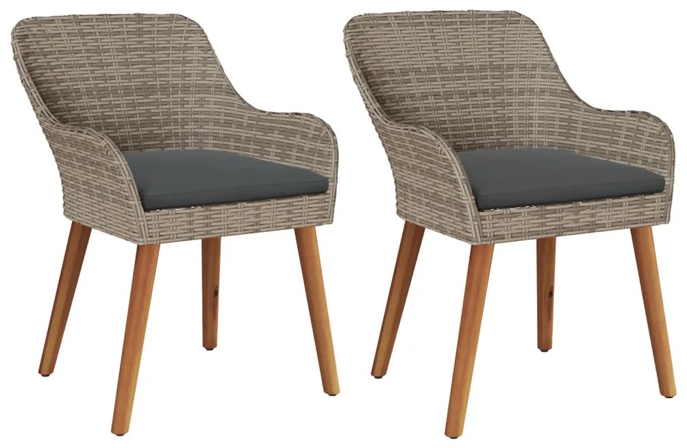 Kerti székek párnákkal 2 db Fekete Polyrattan