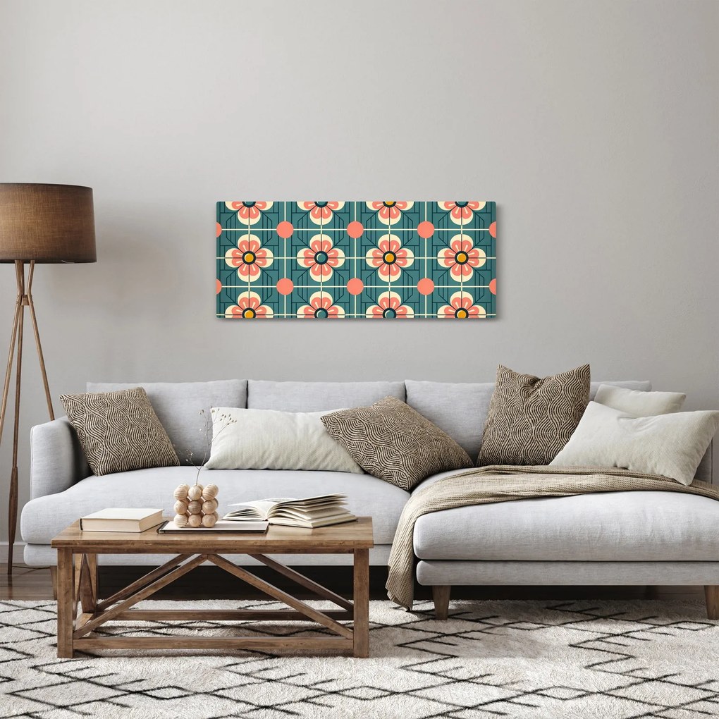Kép - Retro virágminta (120x50 cm)