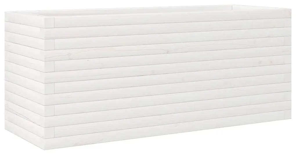 fehér tömör fenyőfa kerti virágláda 110 x 40 x 45,5 cm