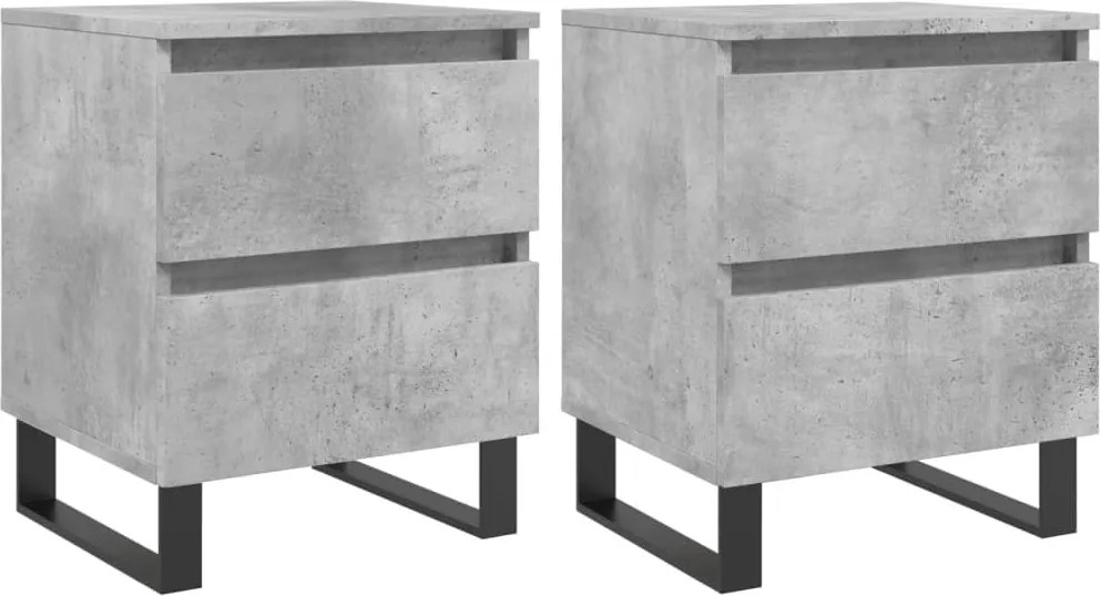 vidaXL 2 db betonszürke szerelt fa éjjeliszekrény 40 x 35 x 50 cm