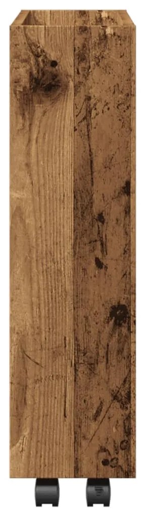 3 szintes antik fa színű szerelt fa keskeny tárolókocsi