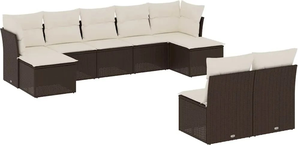 vidaXL 9 részes barna polyrattan kerti ülőgarnitúra párnákkal