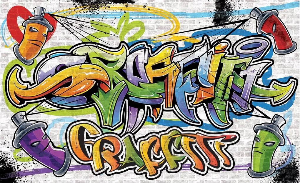 Ifjúsági fotótapéta Graffiti feliratok Szuper Mintás flizelin Ragasztó Ajándék