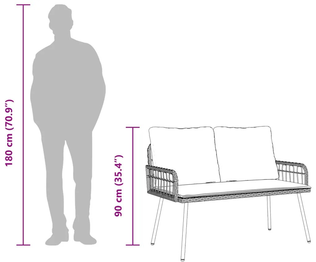 Kerti Pad Natúr 114x64x78 cm Polirattan