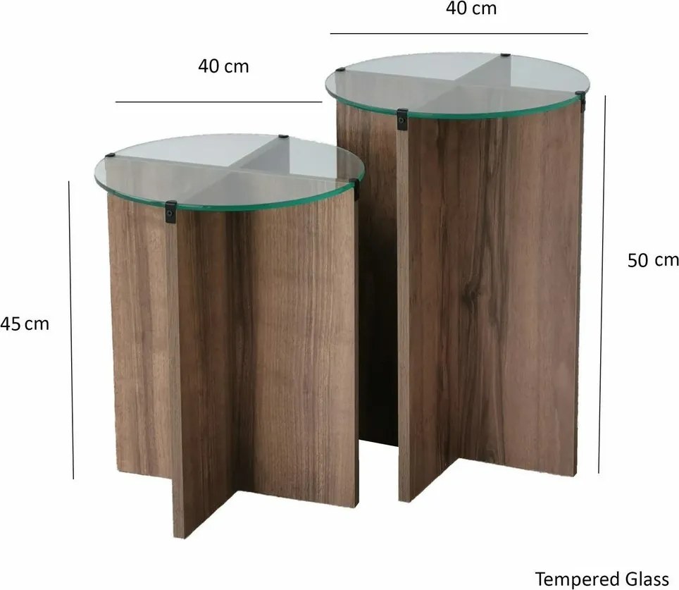 Lily Walnut kisasztal-készlet, 2 db