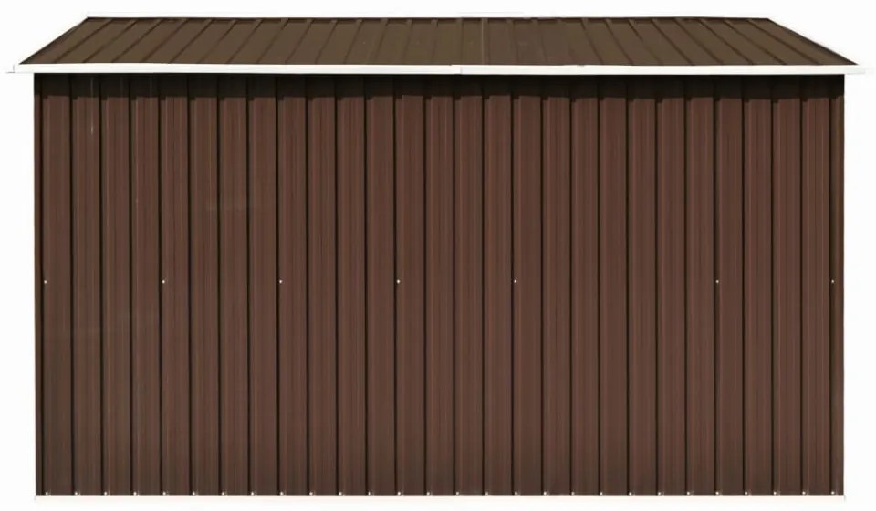 barna fém kerti fészer 257 x 298 x 178 cm