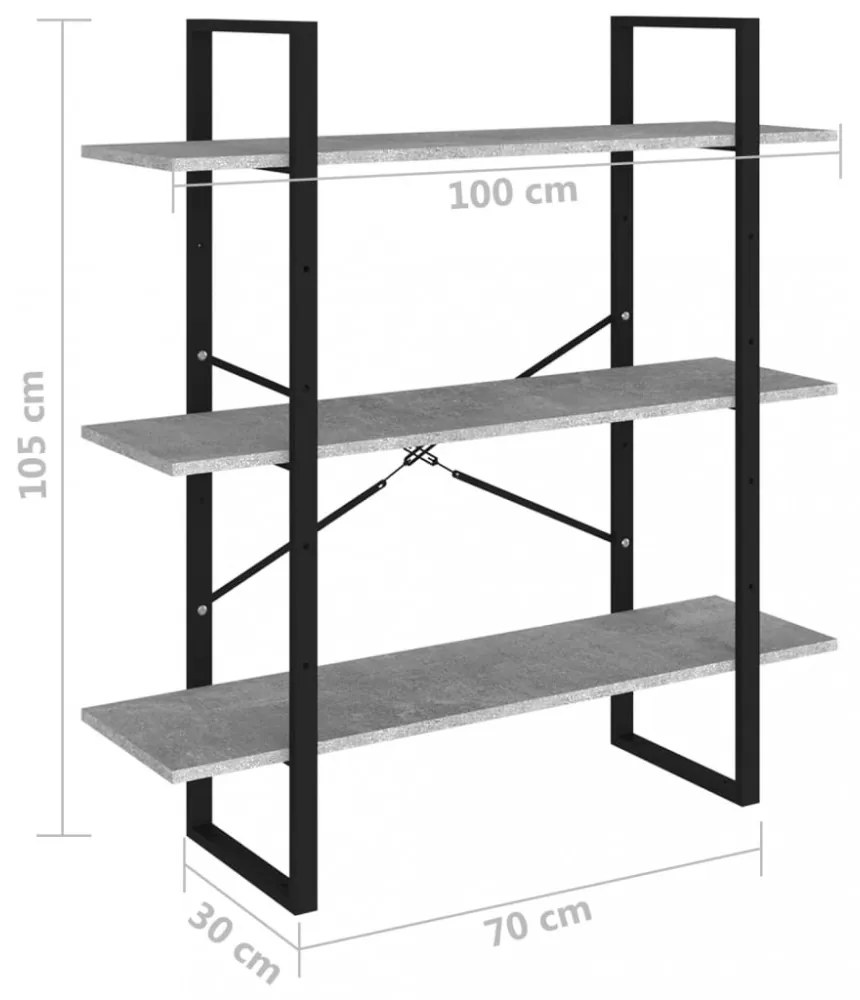 betonszürke forgácslap könyvszekrény 100 x 30 x 105 cm