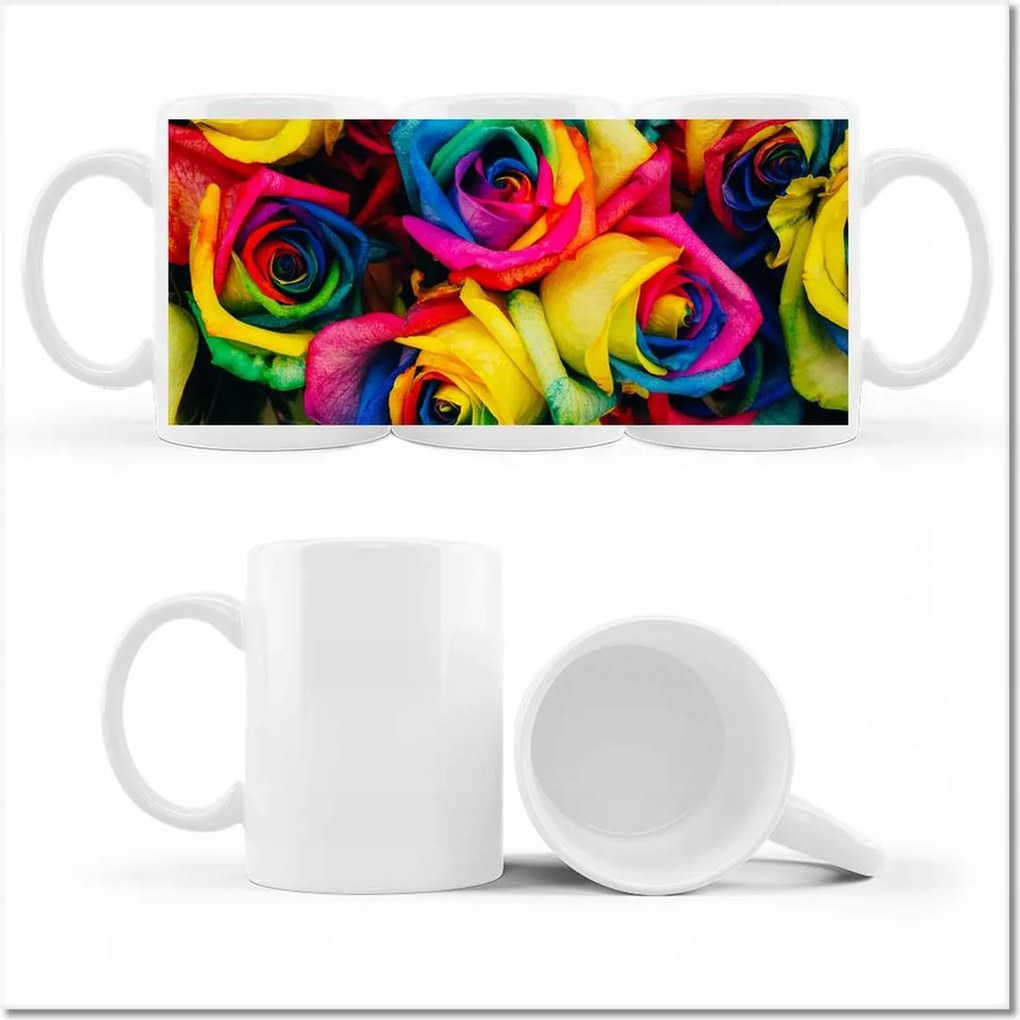 Nyomott mintás bögre Színes rózsák Virágok