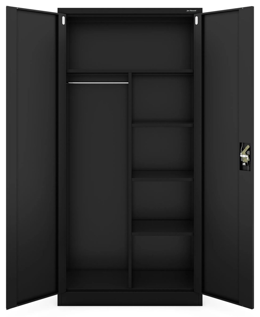 Fémszekrény DAWID, 900 x 1850 x 450 mm, All Black: fekete