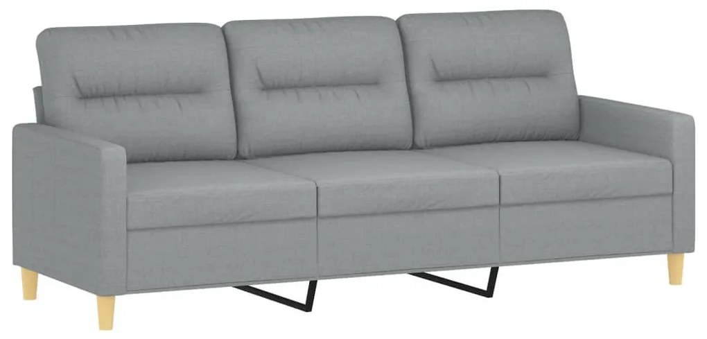 vidaXL 3 személyes világosszürke szövet kanapé lábtartóval 180 cm