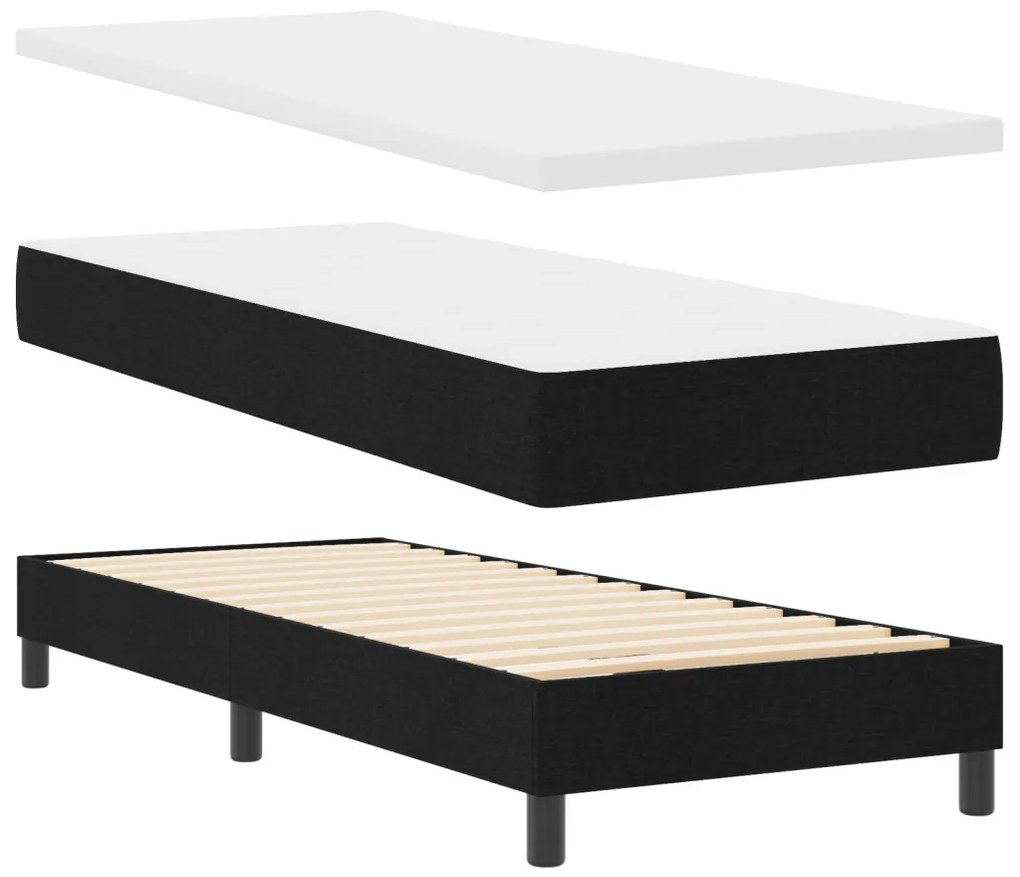 Boxspring Ágy Matrac Fekete 80x200 cm Szövet