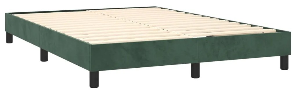 sötétzöld bársony rugós ágy matraccal 140x190 cm