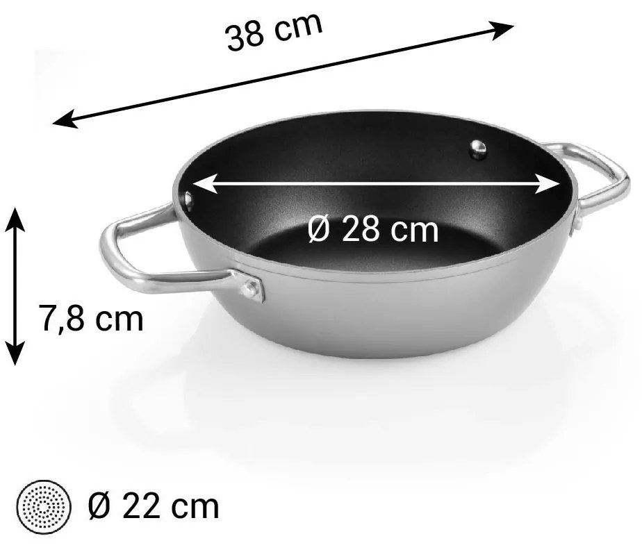 Tescoma GrandCHEF+ mély serpenyő, 28 cm átmérőjű,2 fogantyúval, 28 cm átmérőjű