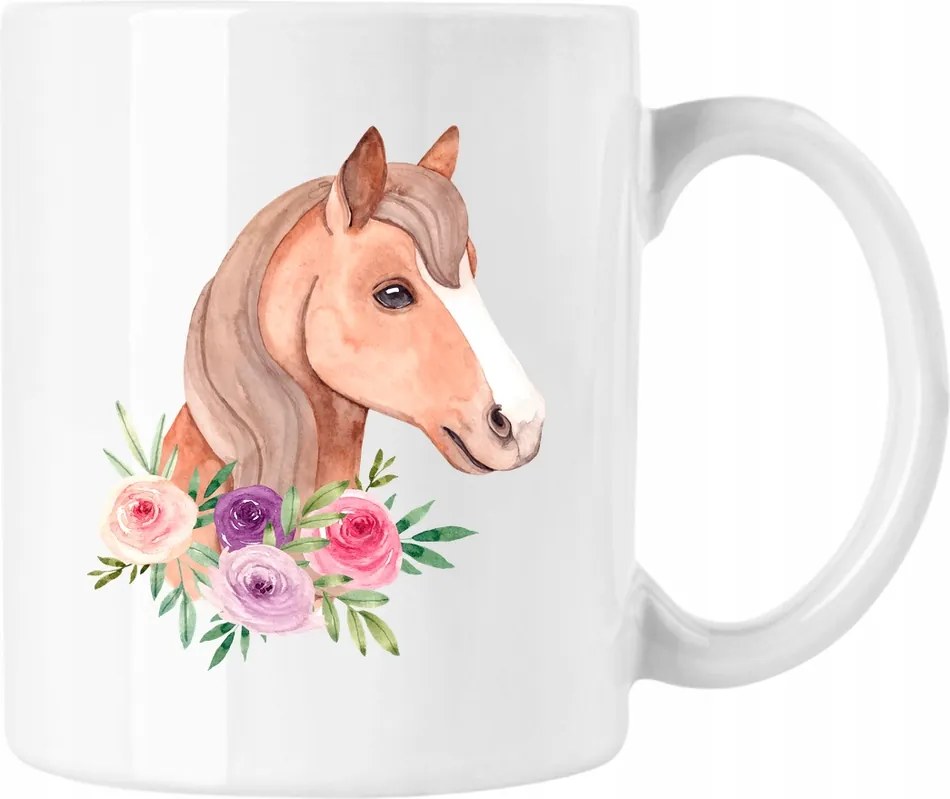 Bögre Ló Virágok Divatos Fehér 330ml