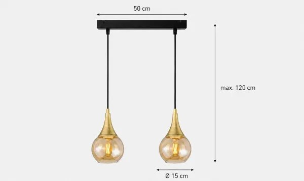 Csillár zsinóron LACRIMA HONEY 2xE27/60W/230V